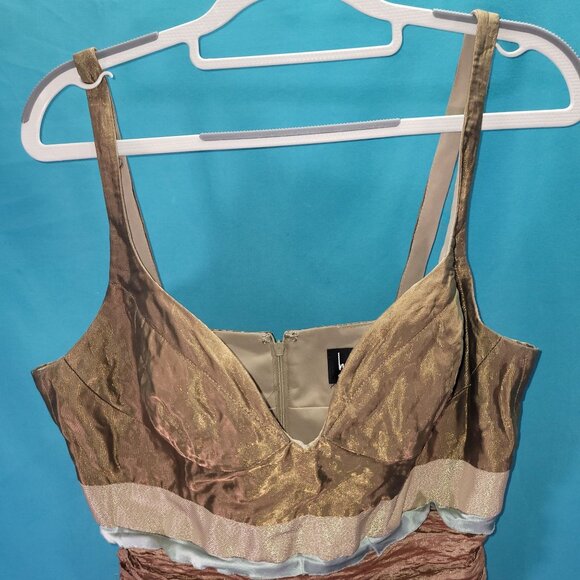 Nicole Miller Collection Metallic Ruched Cocktail Dress Size 12 - Picture 2 of 10